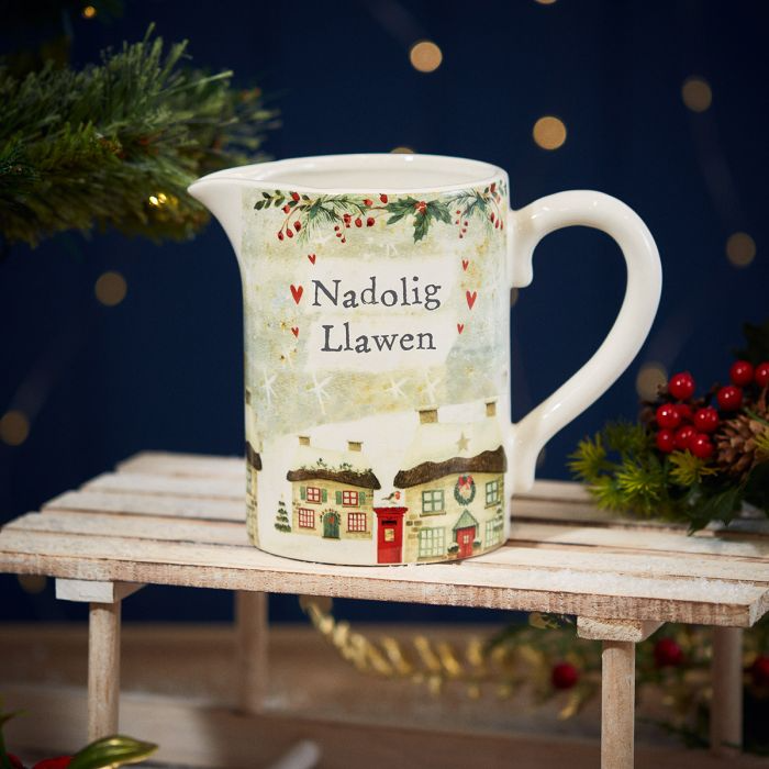 Nadolig Llawen jug - Christmas cottage