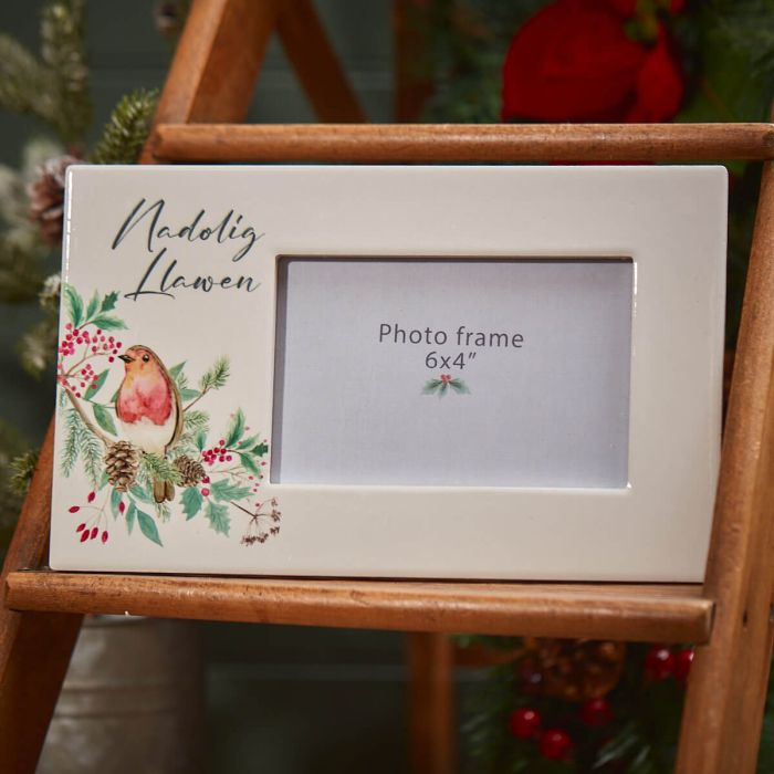 Ceramic photo frame 6x4 - 'Nadolig Llawen'