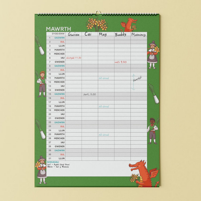 Trefnydd Teulu 2025 A3 Family Planner Calendar