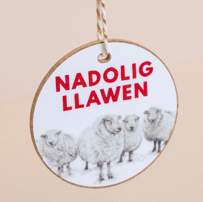 Christmas Gift Decoration - Nadolig Llawen - Sheep