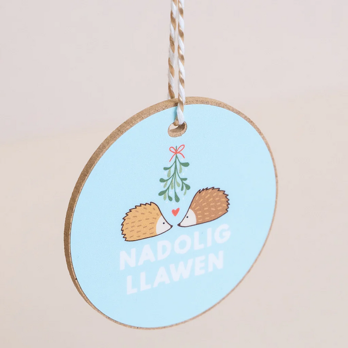 Christmas Gift Decoration - Nadolig Llawen - Hedgehogs