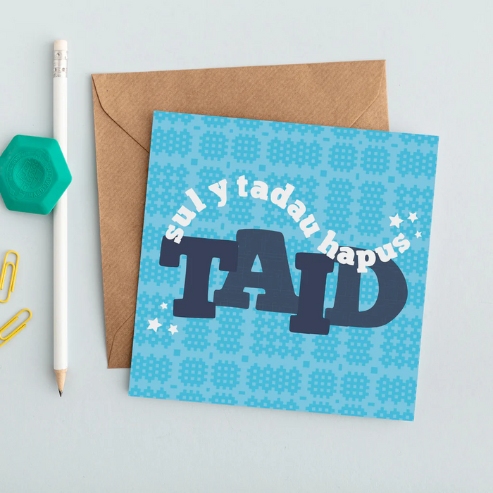 Welsh Father's day card 'Sul y Tadau Hapus Taid' blue