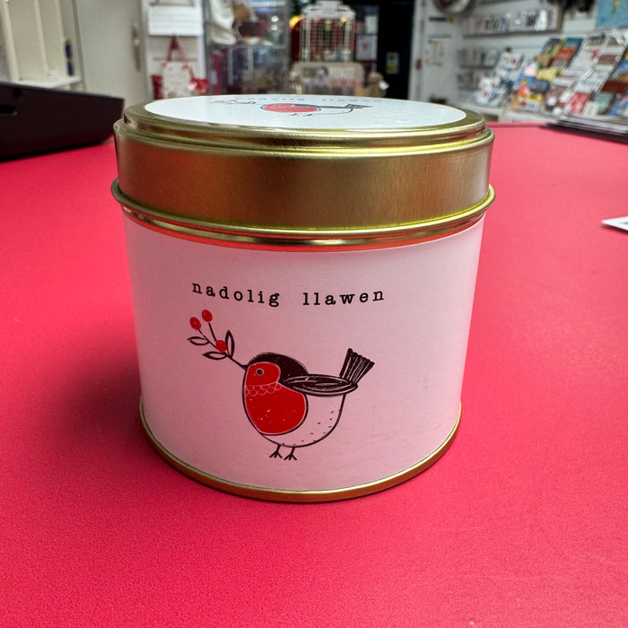 Christmas Fragranced Tin Candle - Nadolig Llawen - Robin