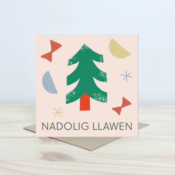 Welsh Christmas card 'Nadolig Llawen' tree