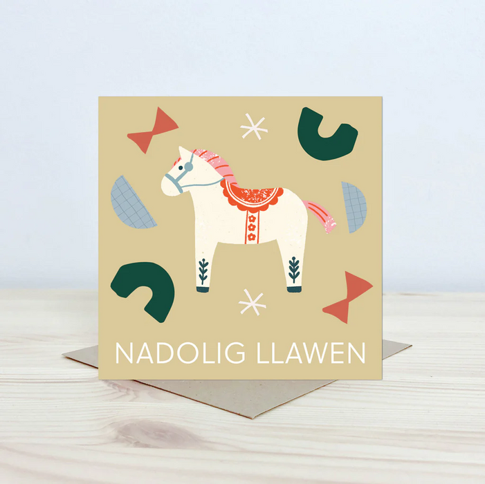 Welsh Christmas card 'Nadolig Llawen' horse