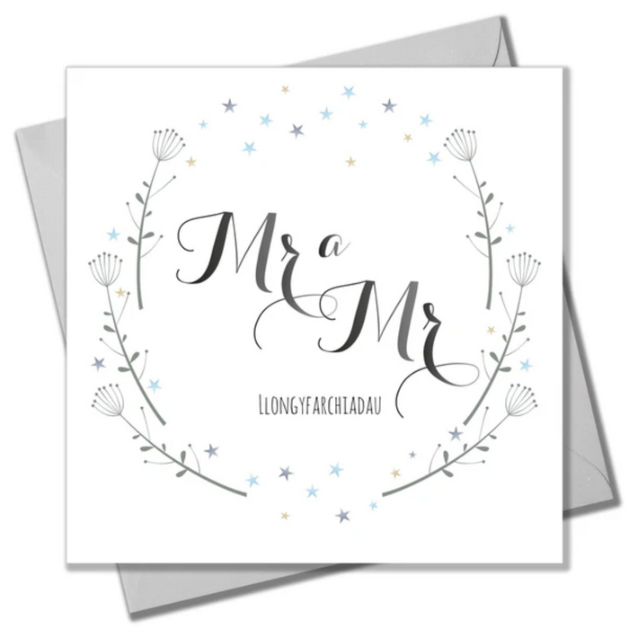 Wedding card 'Mr a Mr Llongyfarchiadau'