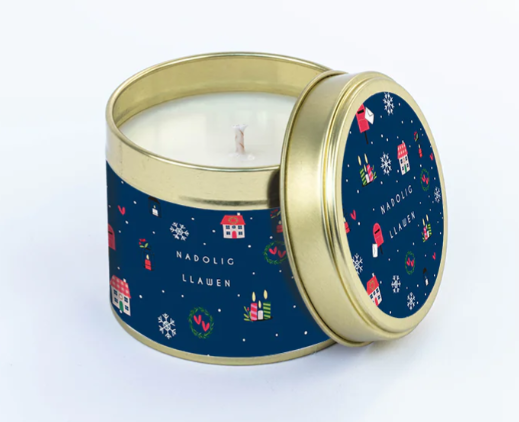 Christmas Fragranced Tin Candle - Nadolig Llawen - Ditsy Houses