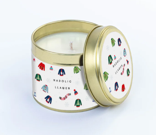 Christmas Fragranced Tin Candle - Nadolig Llawen - Ditsy Jumpers